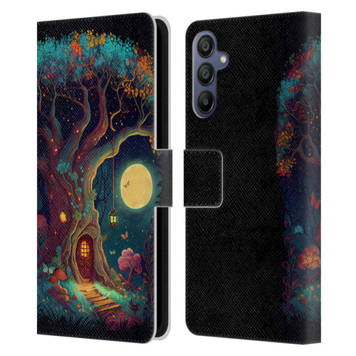 JK Stewart Key Art Tree With Small Door In Trunk Leather Book Wallet Case Cover For Samsung Galaxy A15