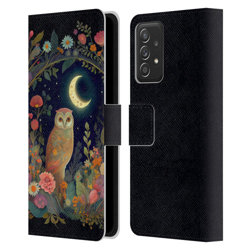JK Stewart Key Art Owl Crescent Moon Night Garden Leather Book Wallet Case Cover For Samsung Galaxy A53 5G (2022)