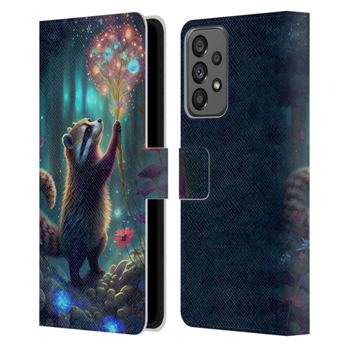 JK Stewart Key Art Raccoon Leather Book Wallet Case Cover For Samsung Galaxy A73 5G (2022)