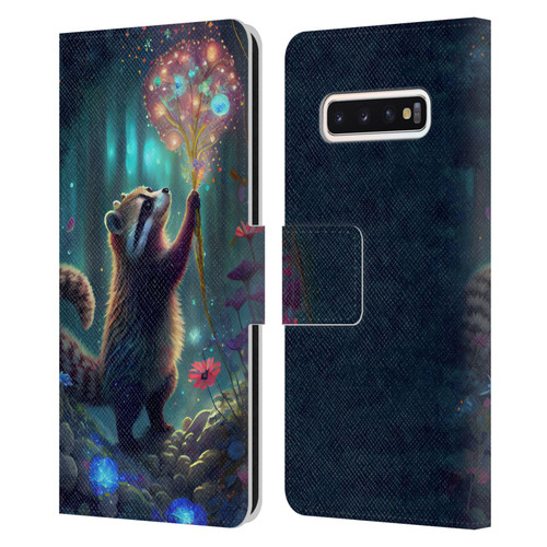 JK Stewart Key Art Raccoon Leather Book Wallet Case Cover For Samsung Galaxy S10