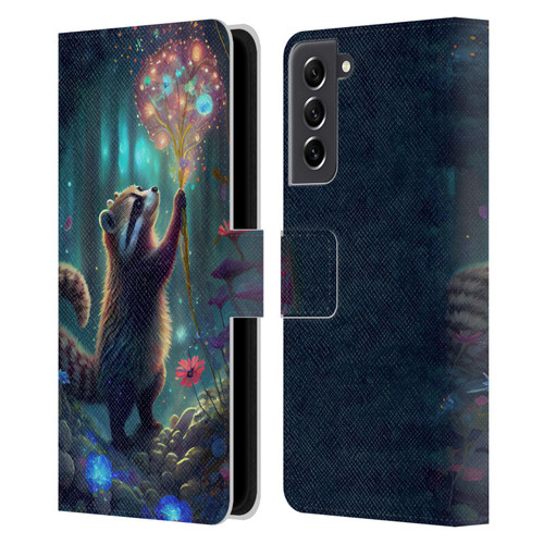 JK Stewart Key Art Raccoon Leather Book Wallet Case Cover For Samsung Galaxy S21 FE 5G