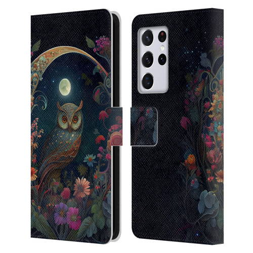 JK Stewart Key Art Owl Leather Book Wallet Case Cover For Samsung Galaxy S21 Ultra 5G