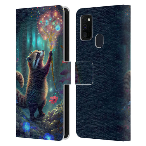 JK Stewart Key Art Raccoon Leather Book Wallet Case Cover For Samsung Galaxy M30s (2019)/M21 (2020)