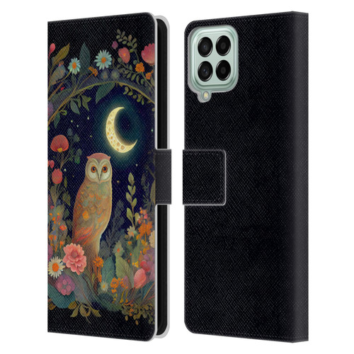 JK Stewart Key Art Owl Crescent Moon Night Garden Leather Book Wallet Case Cover For Samsung Galaxy M33 (2022)