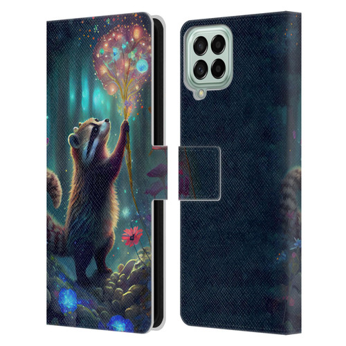 JK Stewart Key Art Raccoon Leather Book Wallet Case Cover For Samsung Galaxy M33 (2022)