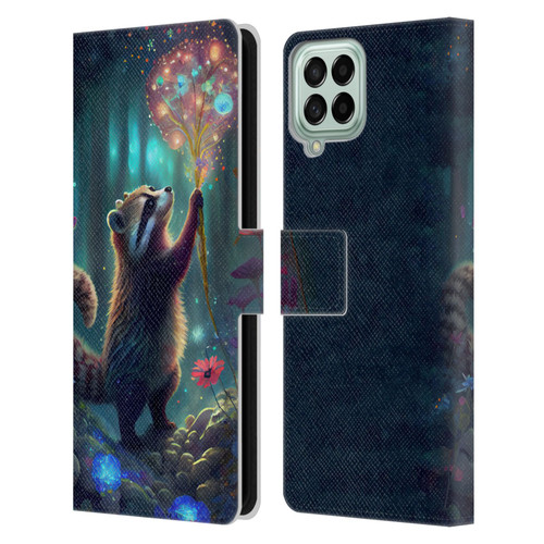 JK Stewart Key Art Raccoon Leather Book Wallet Case Cover For Samsung Galaxy M53 (2022)