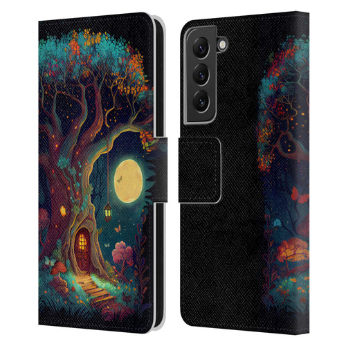 JK Stewart Key Art Tree With Small Door In Trunk Leather Book Wallet Case Cover For Samsung Galaxy S22+ 5G