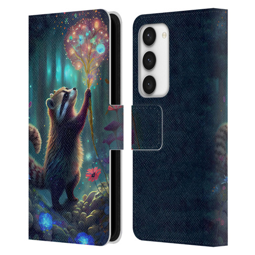 JK Stewart Key Art Raccoon Leather Book Wallet Case Cover For Samsung Galaxy S23 5G