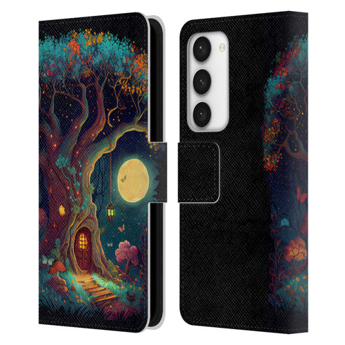 JK Stewart Key Art Tree With Small Door In Trunk Leather Book Wallet Case Cover For Samsung Galaxy S23 5G