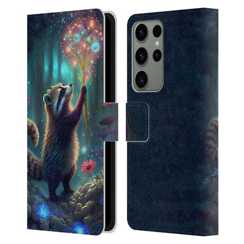 JK Stewart Key Art Raccoon Leather Book Wallet Case Cover For Samsung Galaxy S23 Ultra 5G
