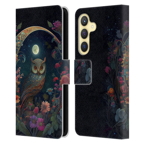 JK Stewart Key Art Owl Leather Book Wallet Case Cover For Samsung Galaxy S24 5G