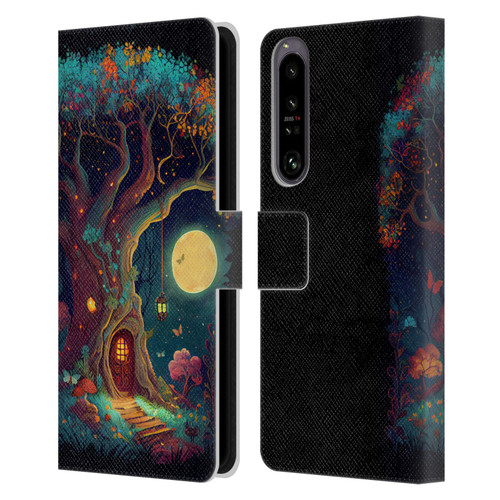 JK Stewart Key Art Tree With Small Door In Trunk Leather Book Wallet Case Cover For Sony Xperia 1 IV