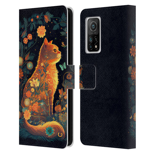 JK Stewart Key Art Orange Cat Sitting Leather Book Wallet Case Cover For Xiaomi Mi 10T 5G