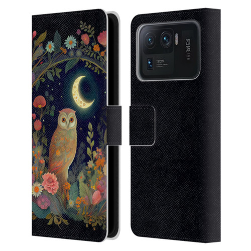 JK Stewart Key Art Owl Crescent Moon Night Garden Leather Book Wallet Case Cover For Xiaomi Mi 11 Ultra