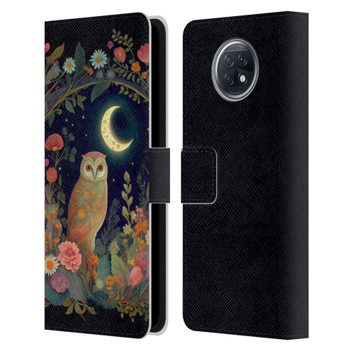 JK Stewart Key Art Owl Crescent Moon Night Garden Leather Book Wallet Case Cover For Xiaomi Redmi Note 9T 5G