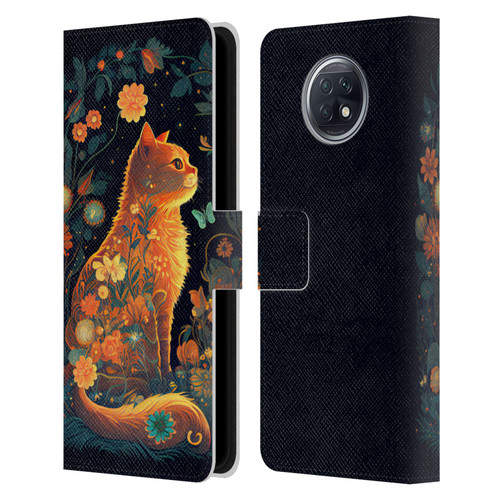 JK Stewart Key Art Orange Cat Sitting Leather Book Wallet Case Cover For Xiaomi Redmi Note 9T 5G