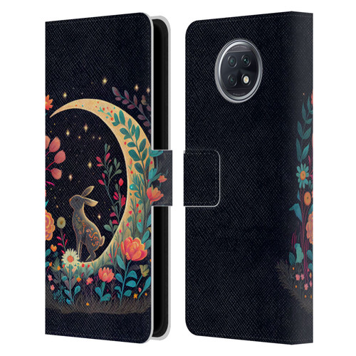JK Stewart Key Art Rabbit On Crescent Moon Leather Book Wallet Case Cover For Xiaomi Redmi Note 9T 5G