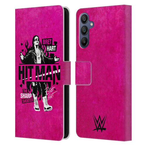 WWE Bret Hart Hitman Leather Book Wallet Case Cover For Samsung Galaxy A15