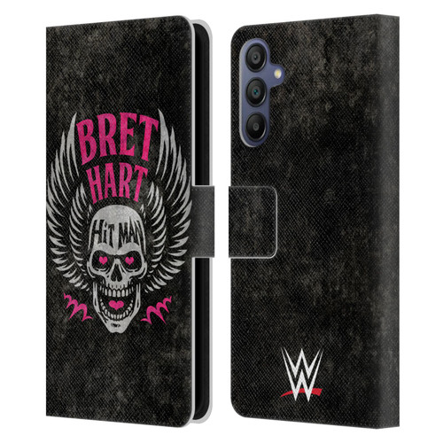 WWE Bret Hart Hitman Skull Leather Book Wallet Case Cover For Samsung Galaxy A15