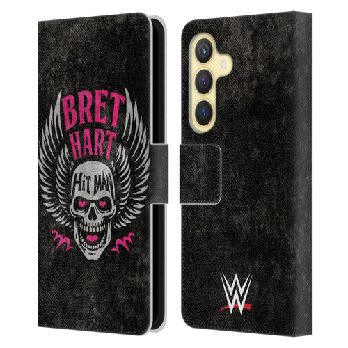 WWE Bret Hart Hitman Skull Leather Book Wallet Case Cover For Samsung Galaxy S24 5G