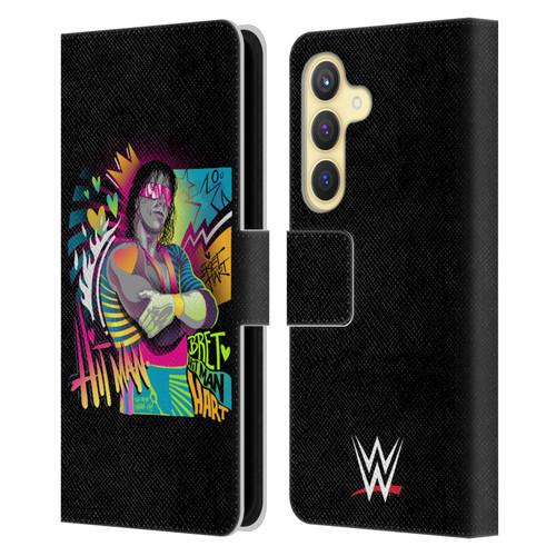 WWE Bret Hart Neon Art Leather Book Wallet Case Cover For Samsung Galaxy S24 5G