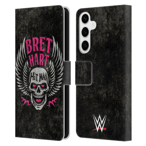 WWE Bret Hart Hitman Skull Leather Book Wallet Case Cover For Samsung Galaxy S24+ 5G