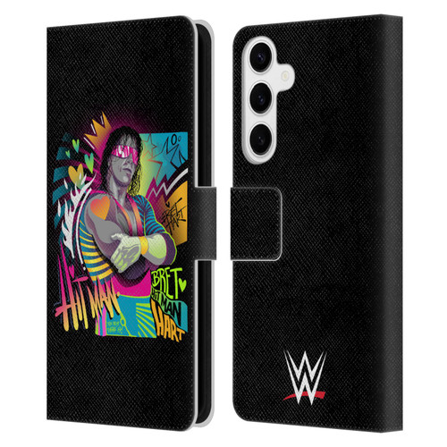 WWE Bret Hart Neon Art Leather Book Wallet Case Cover For Samsung Galaxy S24+ 5G