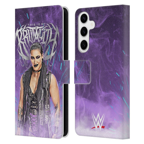 WWE Rhea Ripley This Is My Brutality Leather Book Wallet Case Cover For Samsung Galaxy S24+ 5G