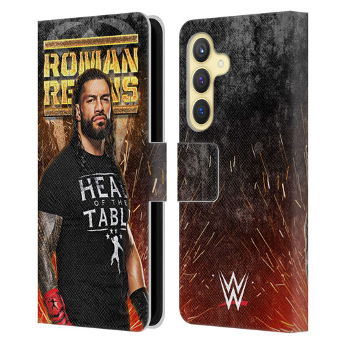 WWE Roman Reigns Grunge Leather Book Wallet Case Cover For Samsung Galaxy S24 5G