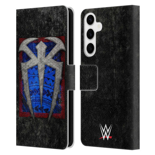 WWE Roman Reigns Distressed Logo Leather Book Wallet Case Cover For Samsung Galaxy S24+ 5G