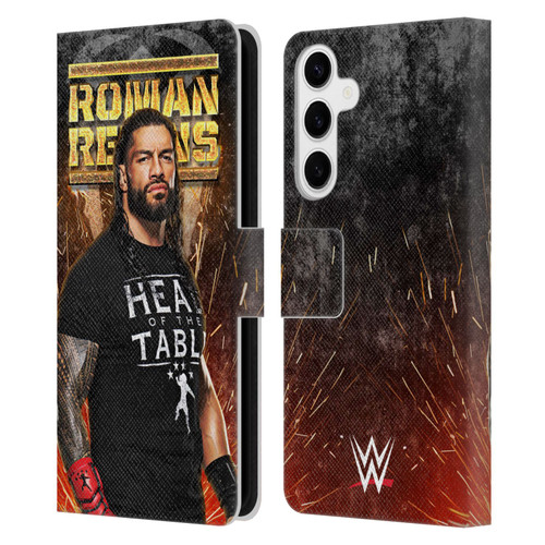 WWE Roman Reigns Grunge Leather Book Wallet Case Cover For Samsung Galaxy S24+ 5G