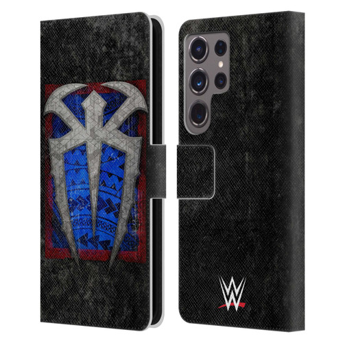 WWE Roman Reigns Distressed Logo Leather Book Wallet Case Cover For Samsung Galaxy S24 Ultra 5G