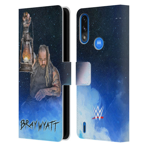 WWE Bray Wyatt Portrait Leather Book Wallet Case Cover For Motorola Moto E7 Power / Moto E7i Power