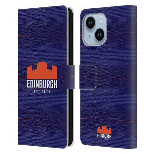 Edinburgh Rugby 2023/24 Crest Kit Home Leather Book Wallet Case Cover For Apple iPhone 14 Plus