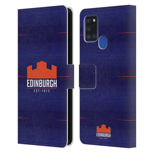 Edinburgh Rugby 2023/24 Crest Kit Home Leather Book Wallet Case Cover For Samsung Galaxy A21s (2020)