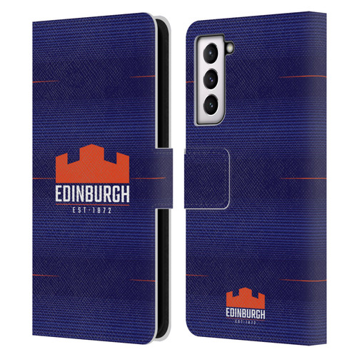 Edinburgh Rugby 2023/24 Crest Kit Home Leather Book Wallet Case Cover For Samsung Galaxy S21 5G