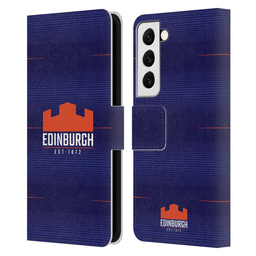 Edinburgh Rugby 2023/24 Crest Kit Home Leather Book Wallet Case Cover For Samsung Galaxy S22 5G