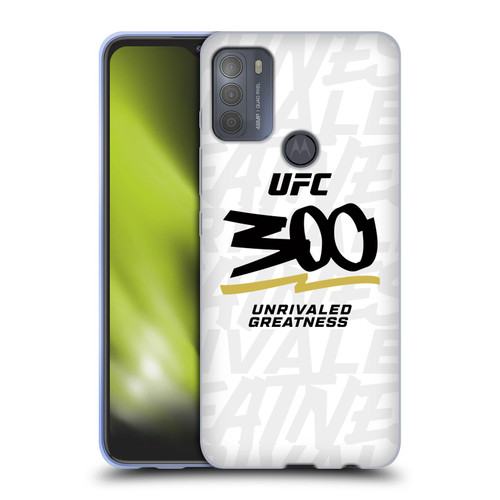 UFC 300 Logo Unrivaled Greatness White Soft Gel Case for Motorola Moto G50