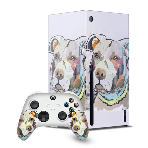 Michel Keck Art Mix Pitbull Game Console Wrap and Game Controller Skin Bundle for Microsoft Series X Console & Controller