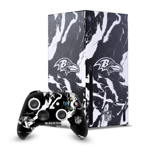 NFL Baltimore Ravens Marble Game Console Wrap and Game Controller Skin Bundle for Microsoft Series X Console & Controller