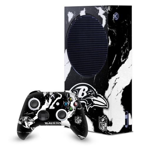 NFL Baltimore Ravens Marble Game Console Wrap and Game Controller Skin Bundle for Microsoft Series S Console & Controller
