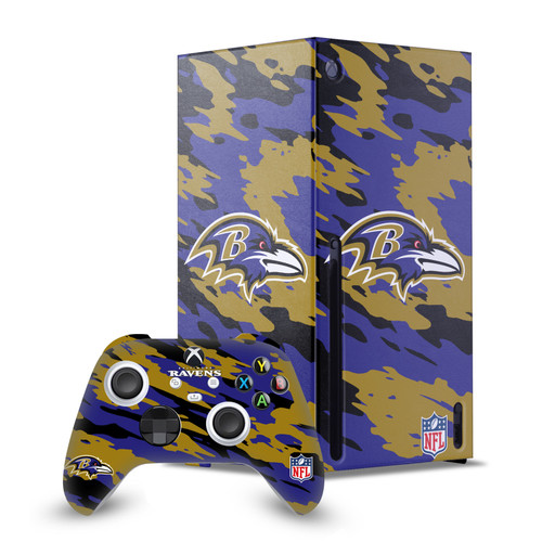 NFL Baltimore Ravens Camou Game Console Wrap and Game Controller Skin Bundle for Microsoft Series X Console & Controller