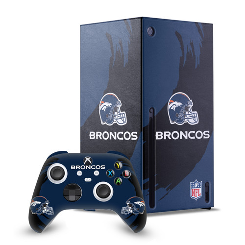 NFL Denver Broncos Sweep Stroke Game Console Wrap and Game Controller Skin Bundle for Microsoft Series X Console & Controller