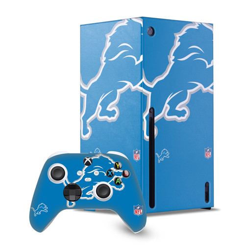 NFL Detroit Lions Oversize Game Console Wrap and Game Controller Skin Bundle for Microsoft Series X Console & Controller