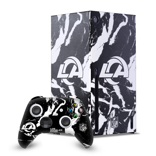 NFL Los Angeles Rams Marble Game Console Wrap and Game Controller Skin Bundle for Microsoft Series X Console & Controller