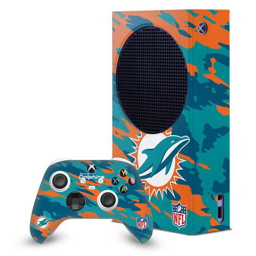 NFL Miami Dolphins Camou Game Console Wrap and Game Controller Skin Bundle for Microsoft Series S Console & Controller