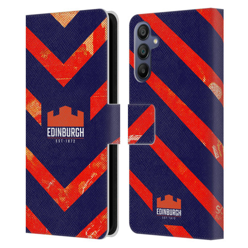 Edinburgh Rugby Graphic Art Orange Pattern Leather Book Wallet Case Cover For Samsung Galaxy A15