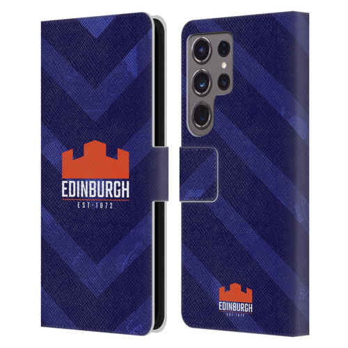 Edinburgh Rugby Graphic Art Blue Pattern Leather Book Wallet Case Cover For Samsung Galaxy S24 Ultra 5G