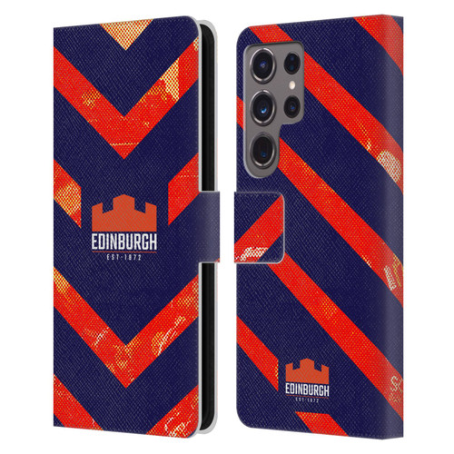 Edinburgh Rugby Graphic Art Orange Pattern Leather Book Wallet Case Cover For Samsung Galaxy S24 Ultra 5G
