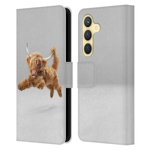 Pixelmated Animals Surreal Pets Highland Pup Leather Book Wallet Case Cover For Samsung Galaxy S24 5G